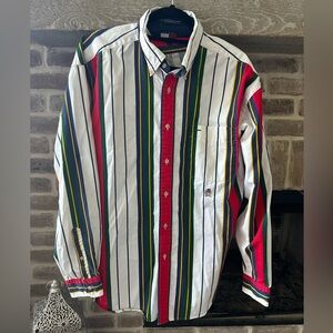 Vintage Mens Tommy Hilfiger Button Up Colorblock Long Sleeve Cotton Shirt L